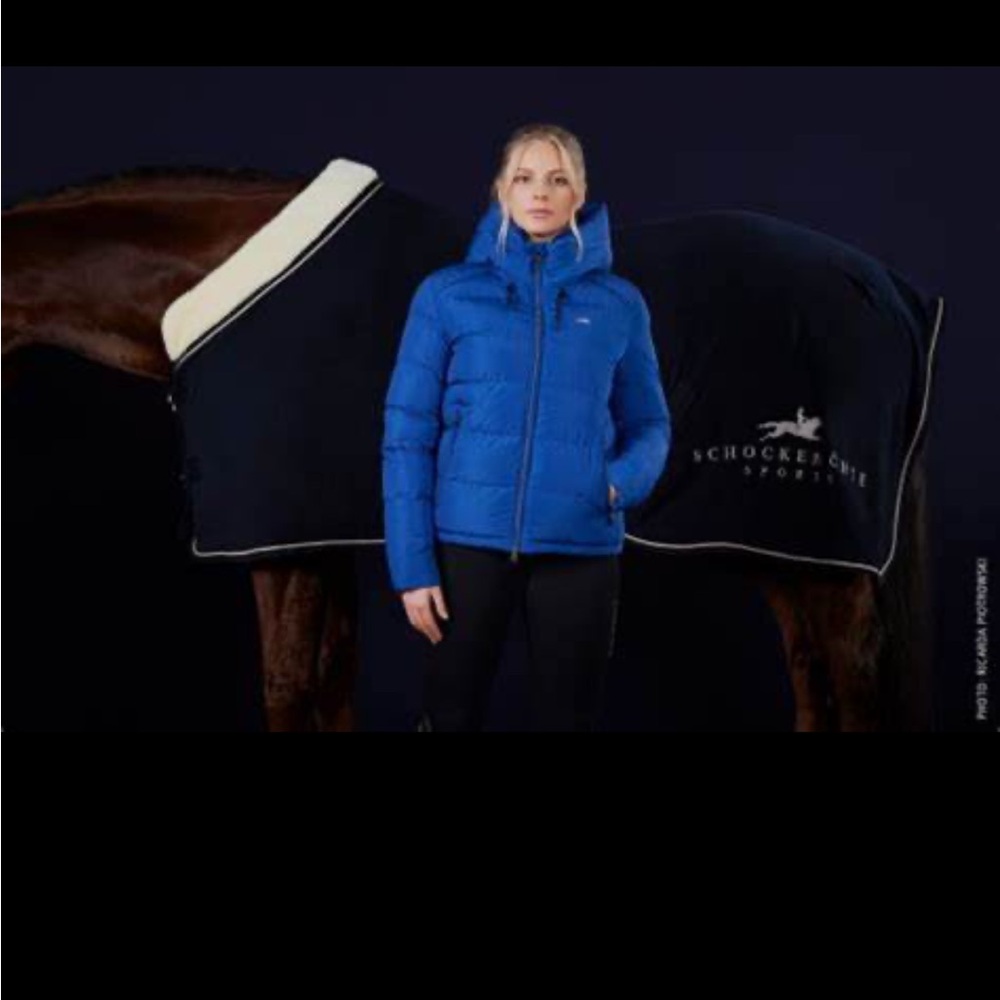 NWT Schockemohle Premium Fleece Rug w. Faux Fur Trim Black Size 81